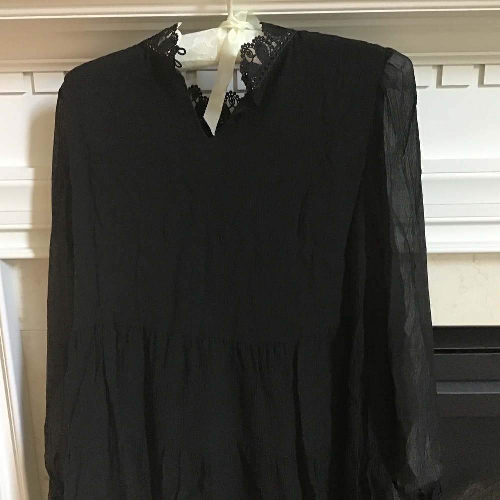 Sézane Black Silk Nikita Dress size 40 US 8.